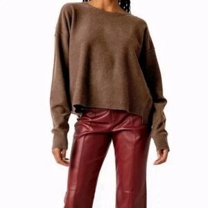 Free People Luna Wool Blend Brown Oversized Sweater